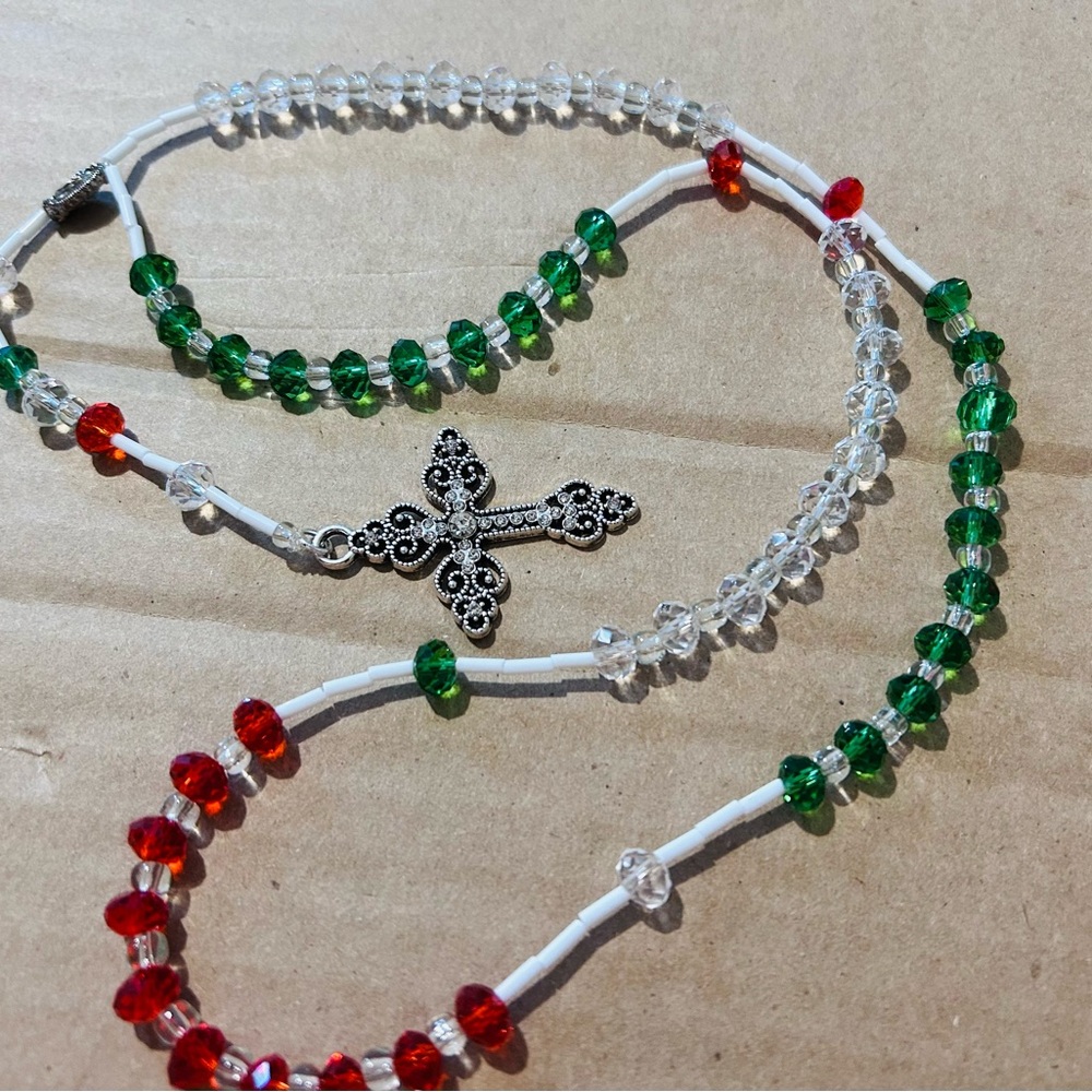 Elegant Multicolor Beaded Rosary Necklace